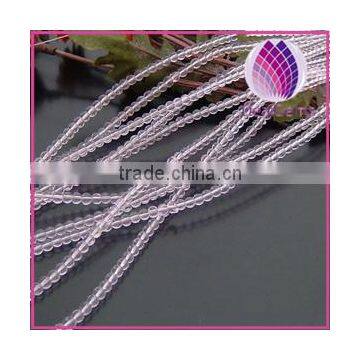 Bead,glass, pink 3mm round 100ps/strand