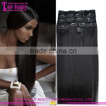 Double drawn cheap price straight clip in hair extension free sample clip in hair extensions for african american