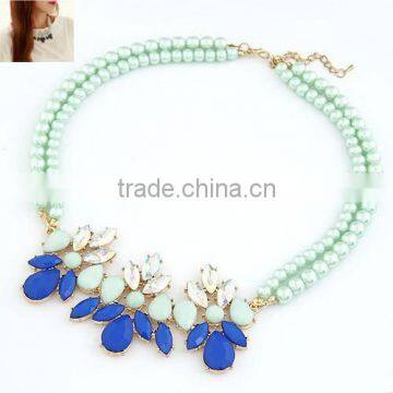 New Luxury Green Flower Choker Vintage Pendant Statement Necklace Women Fashion Necklaces for Women 2014