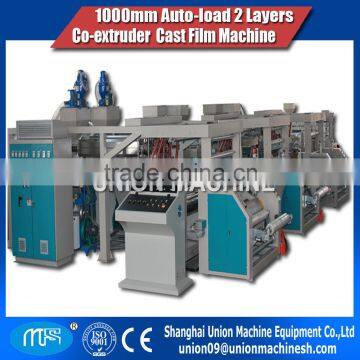 1000mm auto load 2 layers co-extrusion cast stretch film manufacturing machine