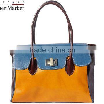 Colorful Handbag With Double Handle Handbags Italian Bags Genuine Leather Florence Leather Fashion photo-4