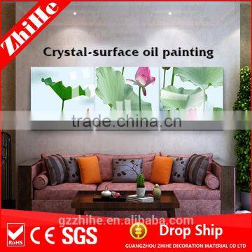 dropshipping wall painting of lotus flower oil painting with canvas fabric for room