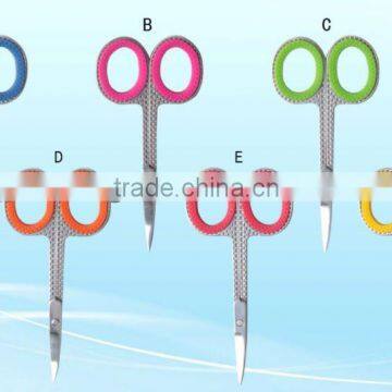 Hot-sell silicon grip eyebrow scissors for manicure spring