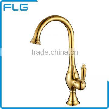 Assessed Supplier Gold Color Kitchen Faucet Brass Contemporary