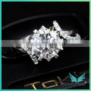 Moissanite 3 ct Yellow Gold Engagement Ring Rope Band Moissanite Jewelers photo-6