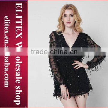 Wholesale black hot woman sexy dress long sleeves jumpsuits