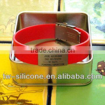 Id wristbands with stainless steel clasp