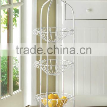 Decorative White 3 Tier Fruit Basket Stand