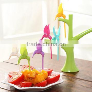 CY119 Plastic Creative Fruit Fork Bird Tree Decorative Household Daily Necessities Dessert Forks