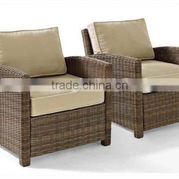 Outdoor Rattan Wicker RecLining Arm Chairs, Set of 2