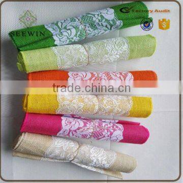 Burlap Table Runner with lace for wedding deco