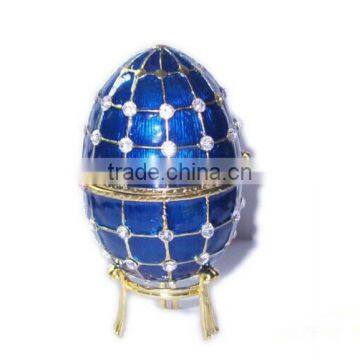 Electroplate high-grade tin blue faberge egg trinket boxes