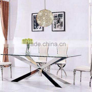 10 People Table Wholesale Simple Design 15mm Tempered Glass Dining Table photo-2