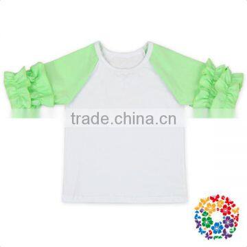 High Quality Baby Icing Ruffle Raglan 3/4 Sleeve Cotton t Shirt photo-3