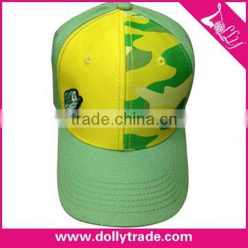 Adjustable Green with Yellow Cotton Cheap Fitted Men Sport Baseball Hat