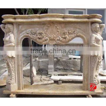 stone luxury fireplace surround with lady statue