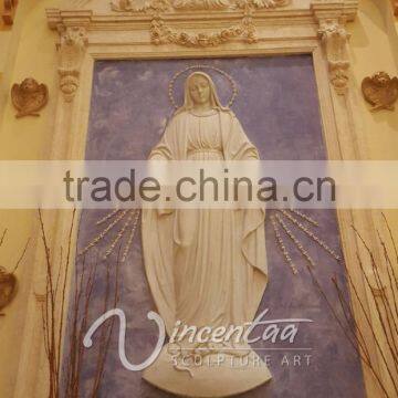 Wall Mounted Stone Carving Religious Decoration Relief Frame for Mary photo-2