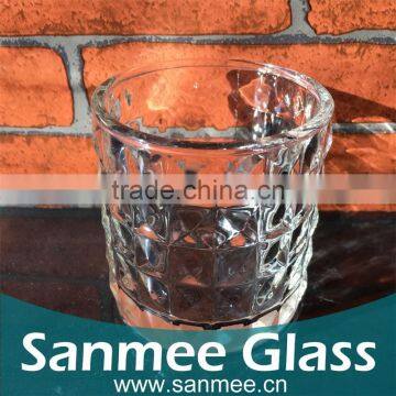 Hot Selling Diamond Pattern Glass Candle Holder