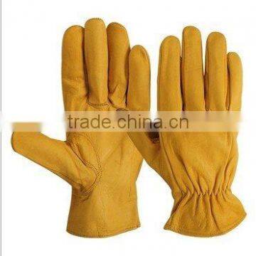 Yellow Goatskin leather Driver gloves