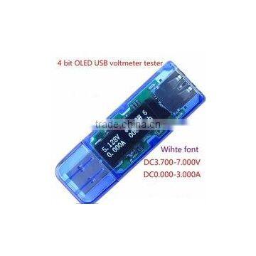 NEW 4 bit OLED USB voltmeter current power capacity tester