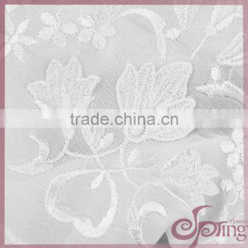 White Floral Chiffon Lace Embroidery Fabric, Fashion Applique Designs Lace photo-4