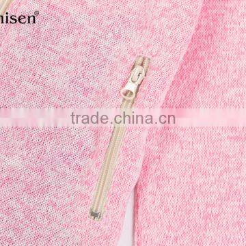 Wholesale Custom Women Pink Sweater Fleece Ladies Jacket photo-4