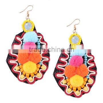 Bohemian Jewelry Handmade Mix Colors Pompon Hook Earrings Accessories photo-4
