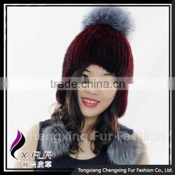 CX-C-42B Wholesale Price Fashion Woman Mink/ Silver Fur Ball Hat