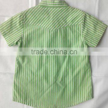 2016 New Style Fashion Green and White Stripes Boy's Shirts