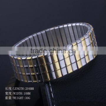 Big wide stainless steel bangle high end silver and gold Italian chams elastic bangle fashion women bangle