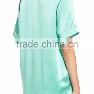 Plain Women Short Pajamas Set Satin Pyjama Set Short Sleeve With Shorts Nightwear photo-2