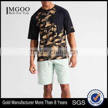 MGOO Hot Sale Mens Digital Printing T Shirt Raglan Sleeve Sport Wear Dry Fit T-shirts