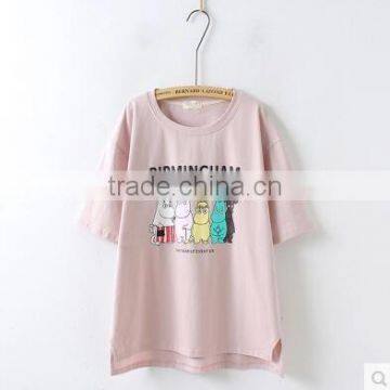 Lovely Printing Short Sleeve T-shirt Collar Joker Summer the New 2017 Small Pure and Fresh and Women's Clothing photo-3