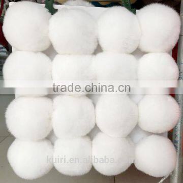 Fashion Charm Genuine Rex Rabbit Fur Pom Pom for Keychain/ Handbag Pendant - Red Frosted photo-5