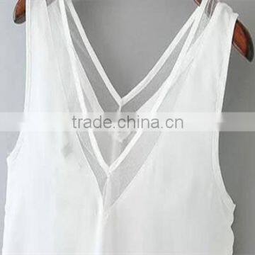 2016 Summer Style Hollow Out Sleeveless Design Tank Top for Women Chiffon Tank Tops photo-5