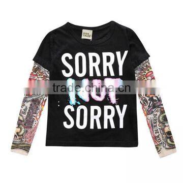 S17494A New Tattoo Sleeve Boys T Shirt Spring Autumn Children Clothes photo-2