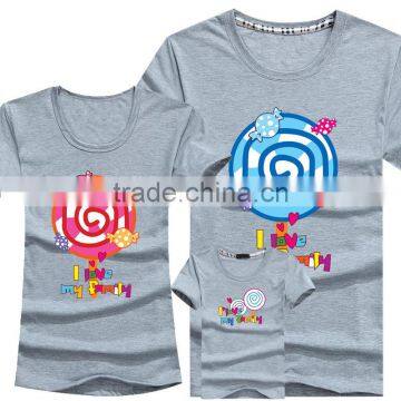 Wholesale Printing Bule Family Matching T-Shirt