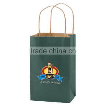USA Made Solid Tinted Kraft Shopping Bag - Made of Kraft Paper, Dimensions Are 5.25" x 3.25" x 8.5" and Comes With Your Logo. photo-3