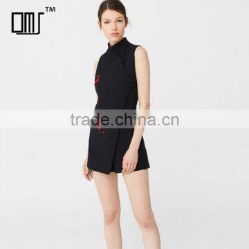 Oriental design playsuit embroidered western qipao business casual apparel