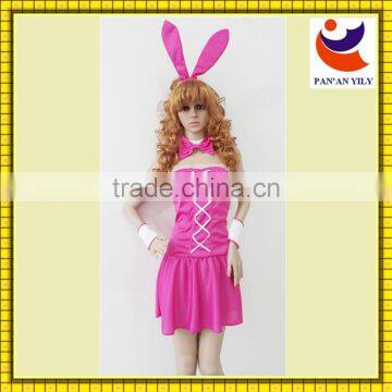 Factory Sale 2014 New Design Pink Color Knit Material Bunny Costume for Party