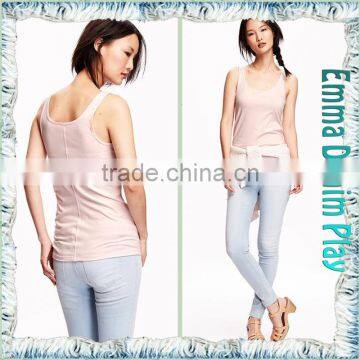 2016 Fashion Sketch Ladies Pink Dyeing Underwear Wide Neck Tank T-Shirt photo-3