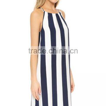 Sleeveless Stripe Long Chiffon Dress Guangzhou Clothing Manufacture With Good Quanlity photo-4