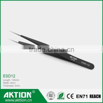 ESD-12 Stainless Steel ESD Tweezers for Electronic Repairing