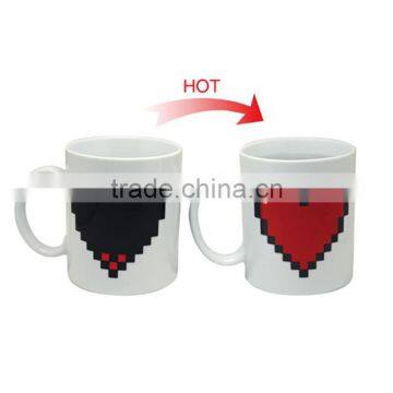 2016 New Arrival Magic Ceramic Coffee Tea Milk Hot Cold Heat Sensitive Color-Changing Mug Cup Pixel Heart Lovely Gift photo-2