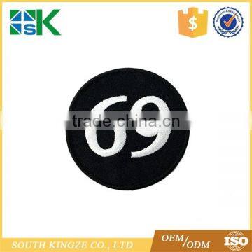 Wholesale iron on sew on patches number 69 logo embroidered patch for clothes