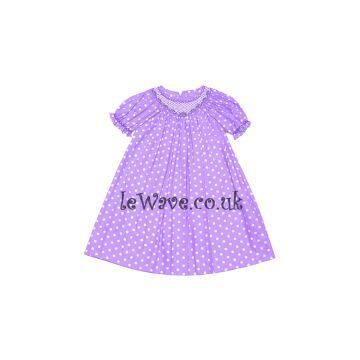 Purple necklace smocked bishop dress LD 025