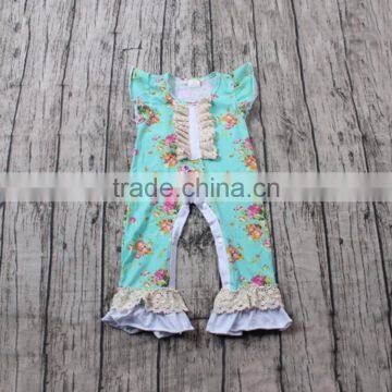 wholesale newborn summer baby clothes flutter sleeve with cotton ruffle and flowers designs romper