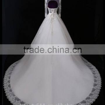 2017 Hot Sale Bridal Wedding Dress V-neck Long Sleeves Beaded Sweetheart Nackline Mermaid Lace Wedding Dress F12802 photo-3