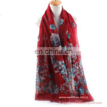 Wholesale Beautiful Three-dimensional Rose Soft Voile Scarf