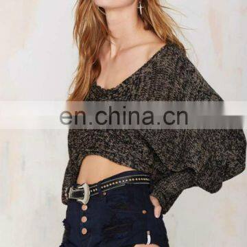 2015 New Stylish Cropped Slouchy Dolman Sleeves Asymmetric Sweater Woman Cardigan photo-3